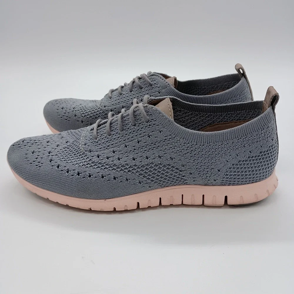 Cole Haan ZeroGrand Stitchlite Wingtip‎ Oxford Gray Pink Womens 7B